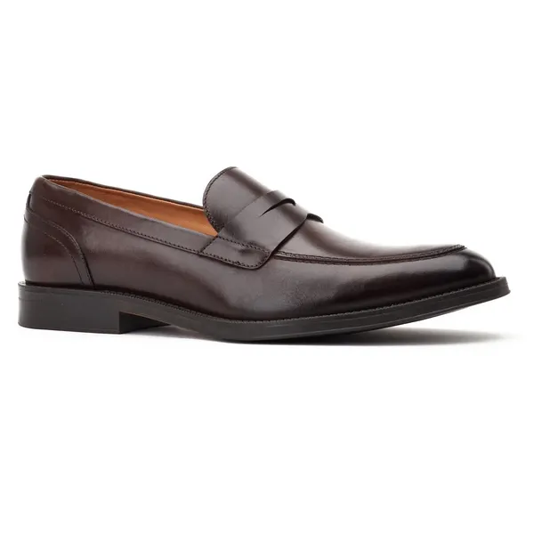 Image of Base London Mens Kennedy Slip On Leather Loafers UK Size 7 (EU 41) Dark brown BAS351-BROWN-7