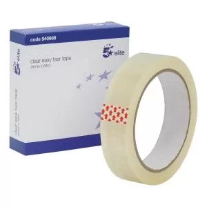 Image of Elite Easy Tear Tape PP 3" Core 24mm x 66m Clear Pack 6 940988