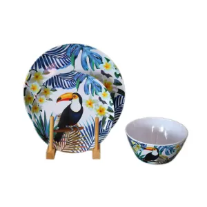 Image of 12 Piece Melamine Tropical Dinner Set