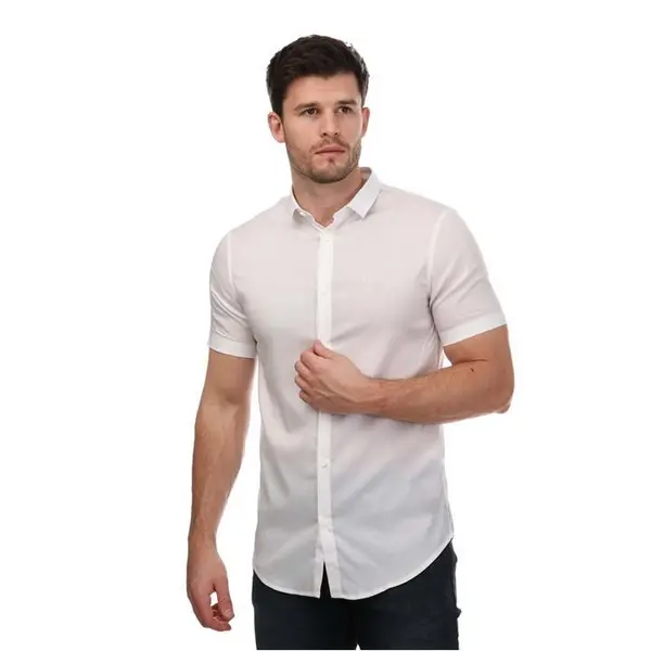 Image of Armani Short Sleeve Shirt Plain Shirt - Short Sleeve S White 30557401350