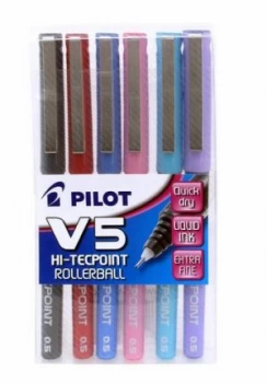 Image of Pilot V5 Liquid Ink Rollerball 0.5mm Assorted PK5