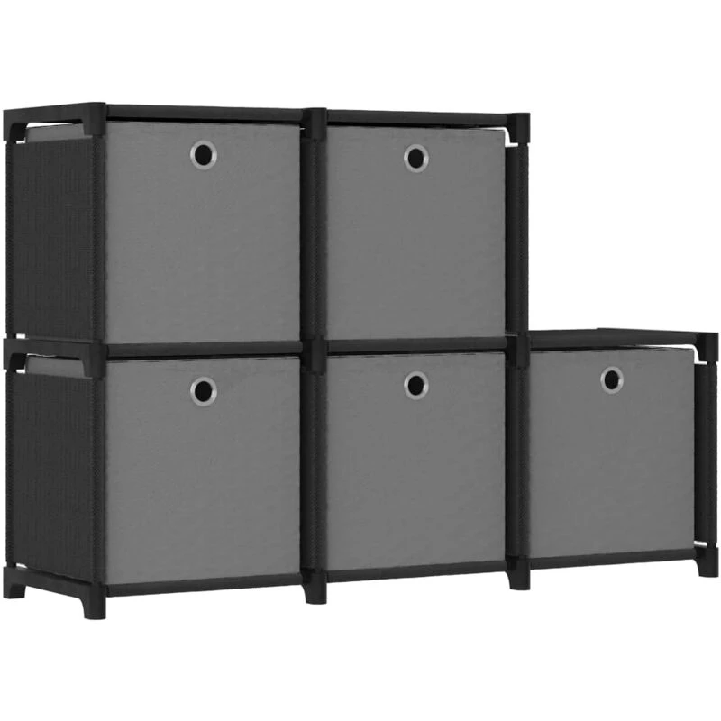 Image of VIDAXL Vidaxl - 5-Cube Display Shelf with Boxes Black 103x30x72.5cm Fabric 8720286042601