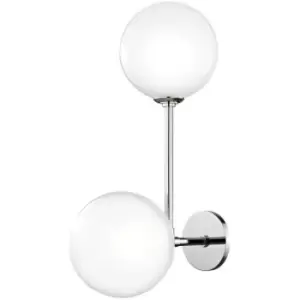 Image of Ashleigh 2 Light Wall Sconce Polished Nickel, Glass