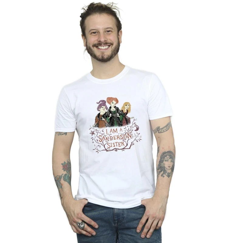 Image of Disney Men Hocus Pocus Sanderson Sister T-Shirt in White Size: Small White S Male 5063153210738