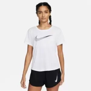 Image of Nike One Dri-FIT Swoosh Womens Short-Sleeved Top - White