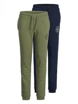 Image of Jack & Jones Junior Boys Originals 2 Pack Joggers - Navy Blazer/Dusty Olive