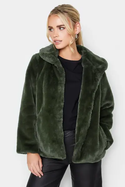 Image of PixieGirl Petite Faux Fur Coat Green