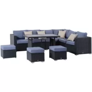 Image of Outsunny - 10PC Garden Rattan Set Outdoor Wicker Conservatory Furniture w/ Cushions & Pillow