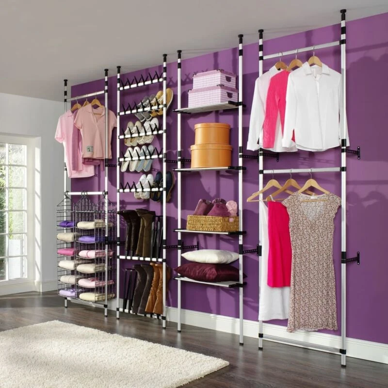 Image of VIDAXL Telescopic Wardrobe System with Rods Aluminium Vidaxl 8720286041772
