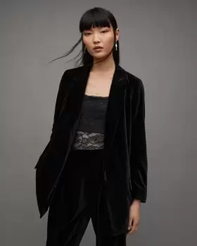 Image of AllSaints Aleida Velvet Open Front Blazer