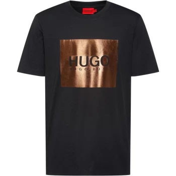 Image of Hugo Boss Dolive Metallic Logo T-Shirt Black Size S Men