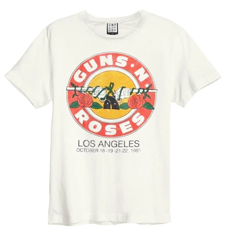 Image of Amplified Amplified Men Bullet Guns N Roses Vintage T-Shirt in White Size: Small White S Male 5063470957095