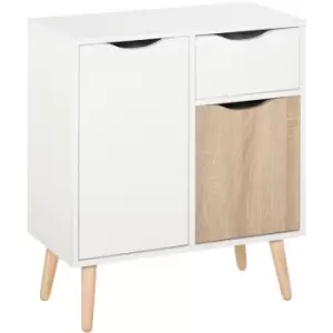 Image of Floor Cabinet Storage Cupboard Sideboard with Drawer for Bedroom - Natural - Homcom
