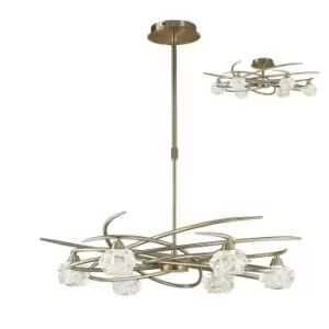 Image of Maremagnum Telescopic Semi Flush Convertible 6 Light G9, Antique Brass