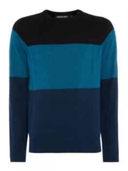 Image of Mens Michael Kors Colour block wool jumper Black