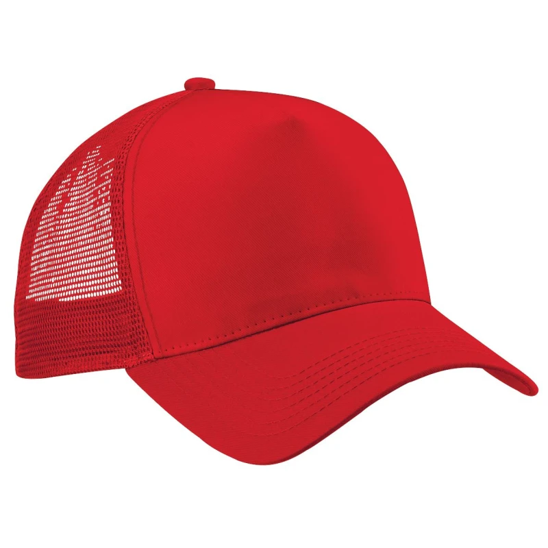Image of Beechfield Beechfield Men Half Mesh Trucker Cap Headwear in Red Red One Size Male 5055747771220
