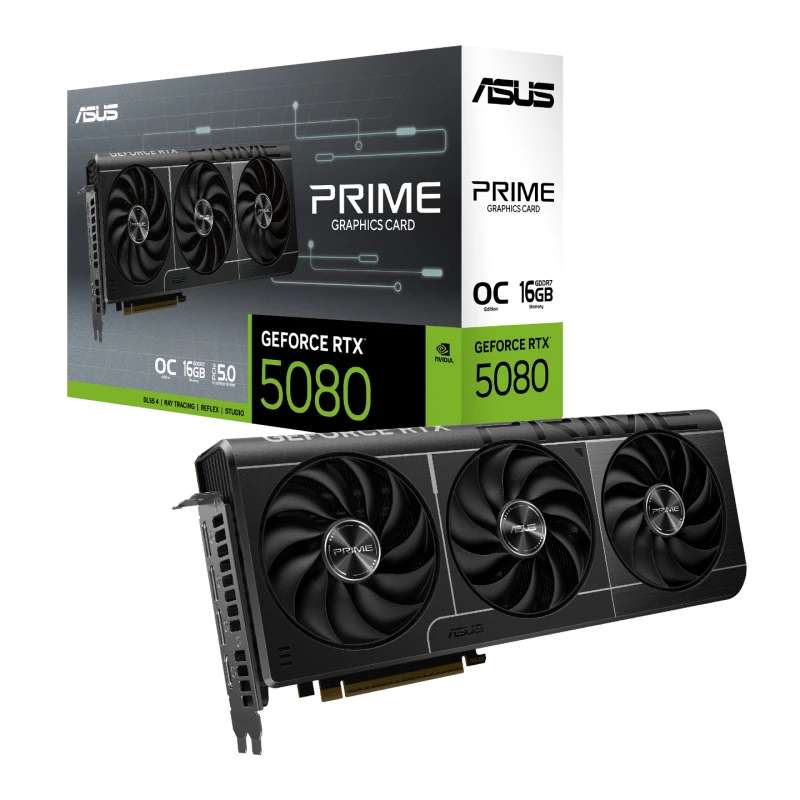 Image of ASUS PRIME NVIDIA GeForce RTX 5080 16GB GDDR7 OC Edition Graphics Card - 90YV0LX0-M0NA00