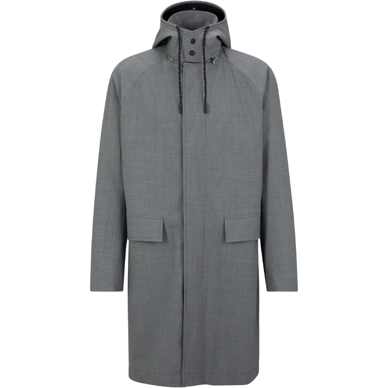 Image of Boss Mens P Jared Hood Overcoat Silver male 40 (50)
