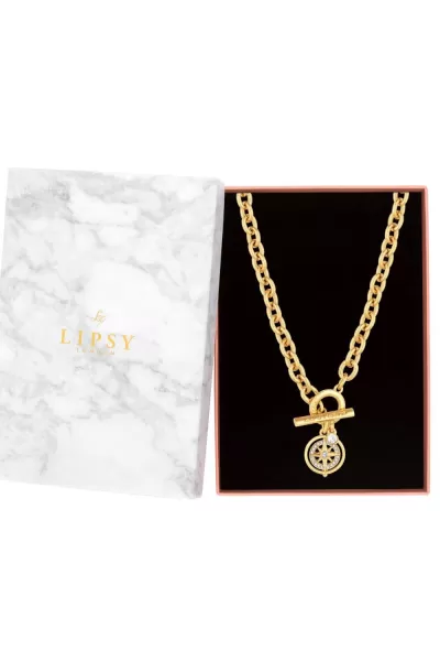 Image of Gold Crystal Star Compass Charm Necklace - Gift Boxed