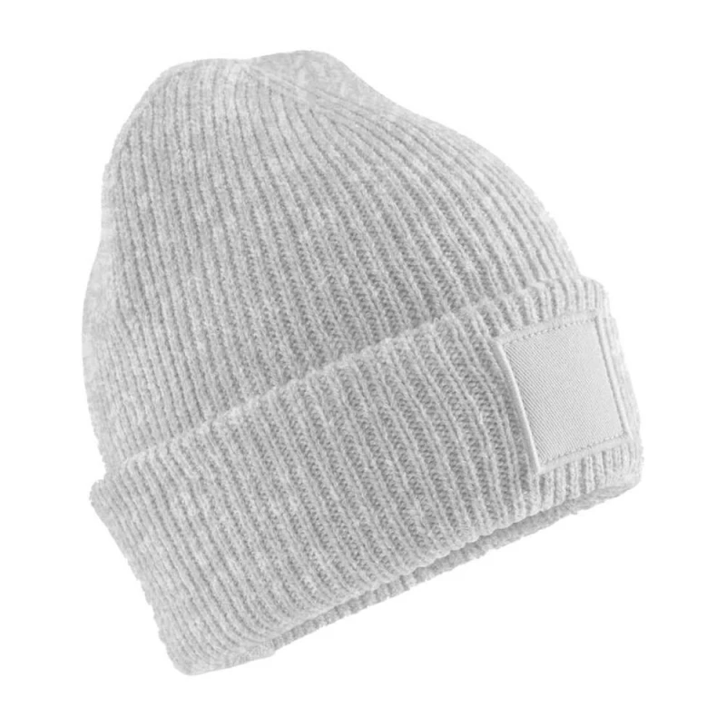 Image of Beechfield Cuffed Tonal Patch Beanie in Light Grey Light Grey Unisex One Size