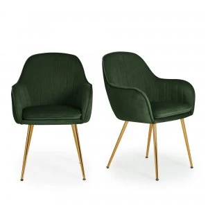 Image of Laila Set of 2 Dining Chairs Green