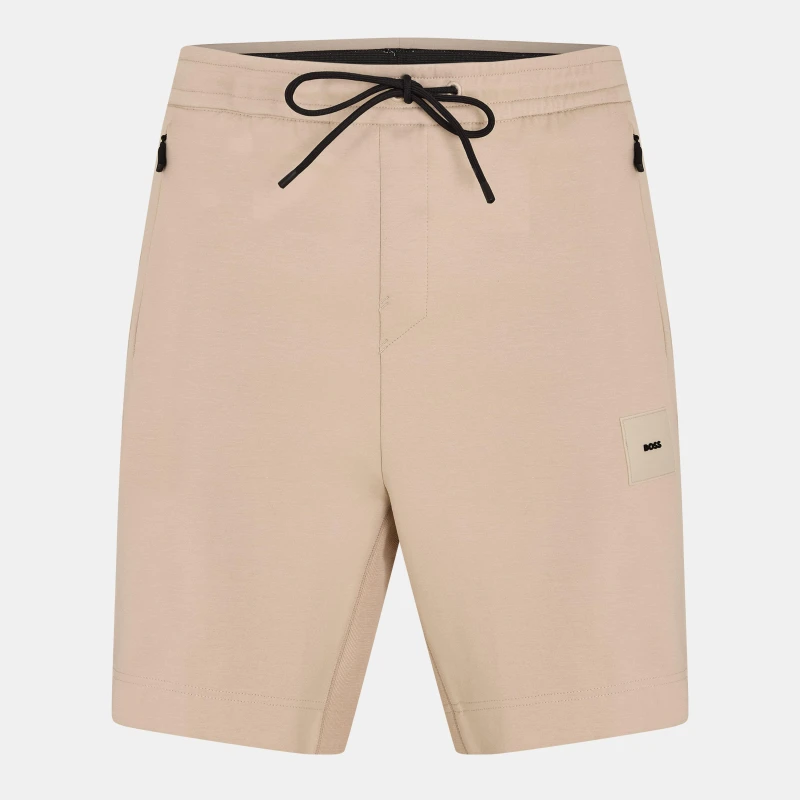 Image of Boss Mens Headlo Rib Short Sleeve Polo Shirt Open Beige male S