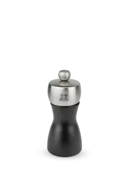 Image of Manual pepper mill, beech wood and stainless steel, black, 12cm Fidji
