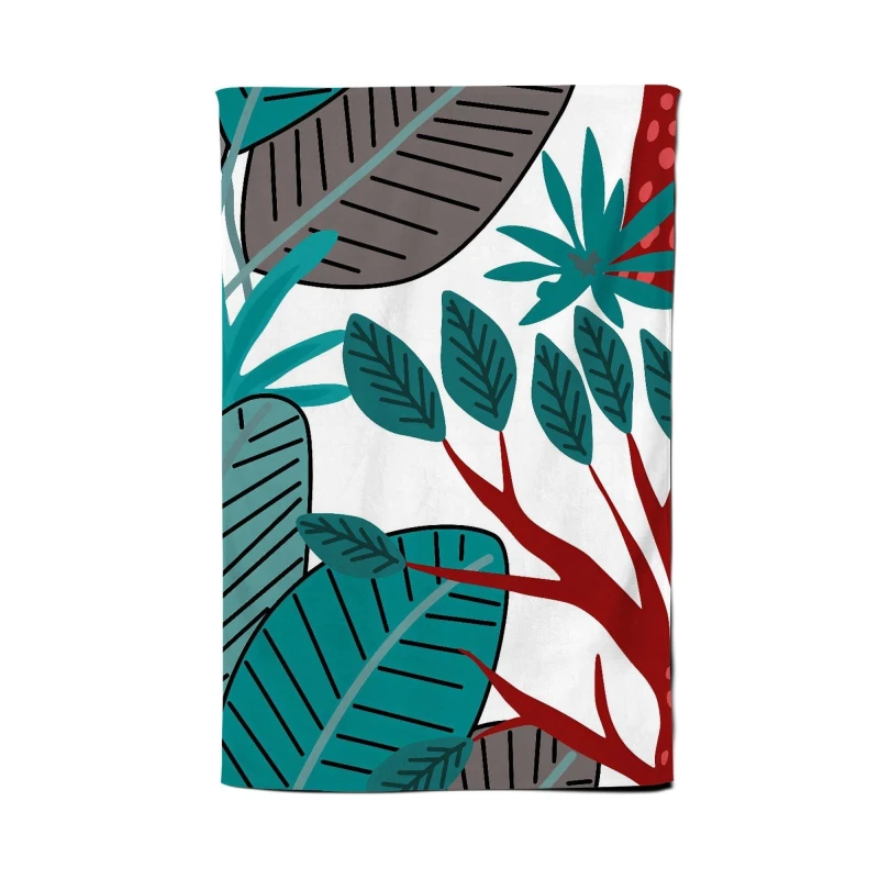 Image of Warren Reed - Designer Jungle Exotic Summer Tropical Leaves Tea Towel in Green Green Unisex