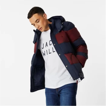 Image of Jack Wills Moxley Colour Block Puffer Jacket - Damson