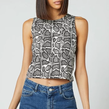 Image of Calvin Klein Jeans Womens Aop Reptile Crop Top - Muslin Reptile AOP - M