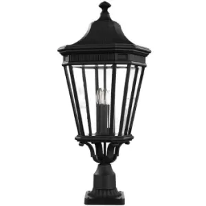 Image of Outdoor IP44 3 Bulb Wall Ground Pedestal Light Black LED E14 60W d00674