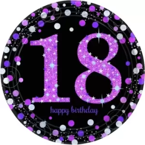 Image of 18th Birthday Paper Plates Glittery Pink (Pack Of 8)