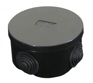 Image of ESR 65mm IP44 Round PVC Junction Box with Knockouts - Black