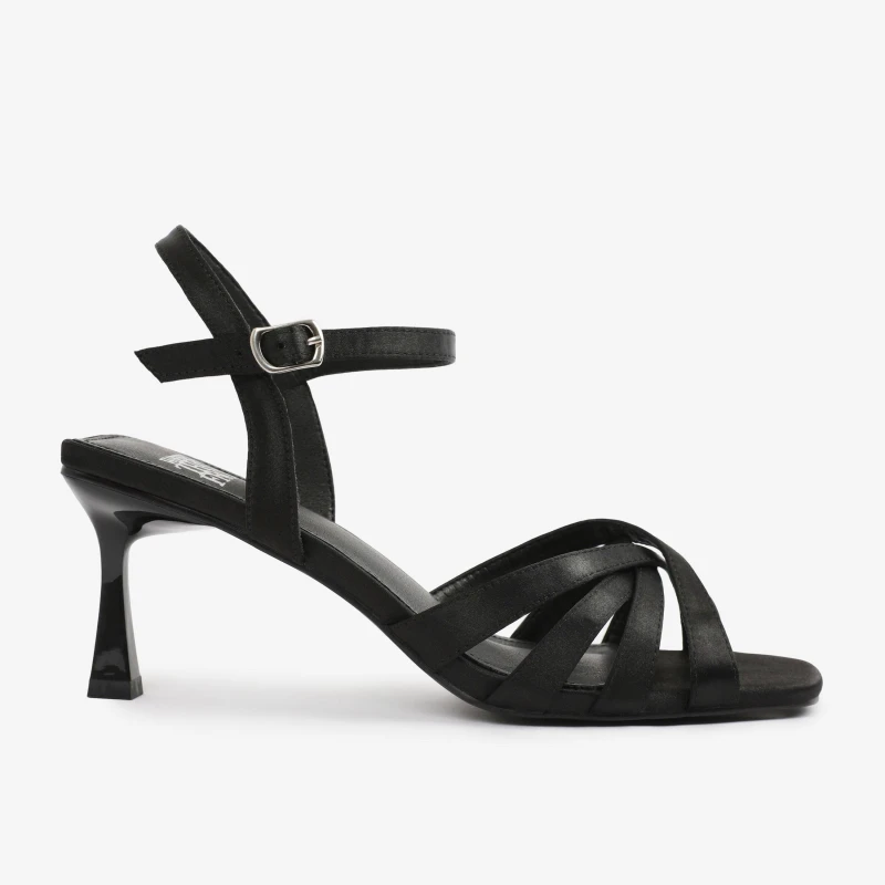 Image of Where's That From 'Lizzo' Cross Over Multi Strap Adjustable Buckle Heel Black