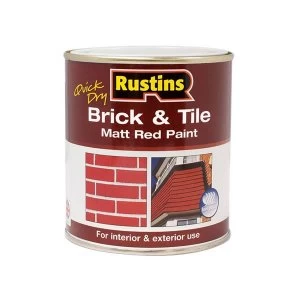 Image of Rustins Quick Dry Brick & Tile Paint Matt Red 500ml