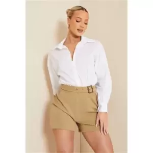 Image of I Saw It First Stone Tailored Short With Belt - Brown