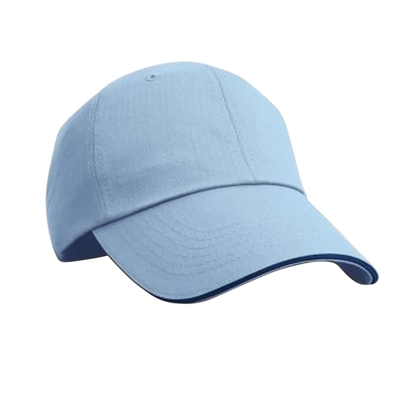 Image of Result Result Herringbone Contrast Colour Sandwich Peak Baseball Cap in Blue Blue One Size Unisex 5054752194031