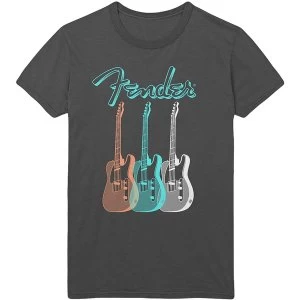 Image of Fender - Triple Guitar Mens Medium T-Shirt - Charcoal Grey