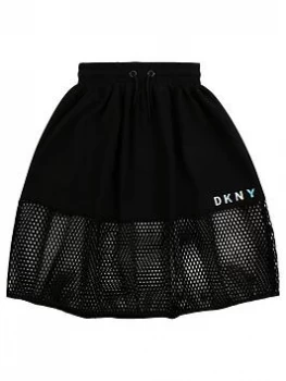 Image of DKNY Girls Double Layer Mesh Skirt - Black, Size Age: 14 Years, Women