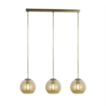 Image of Searchlight Lighting - Searchlight - 3 Light Pendant Bar Antique Brass, Amber, E27
