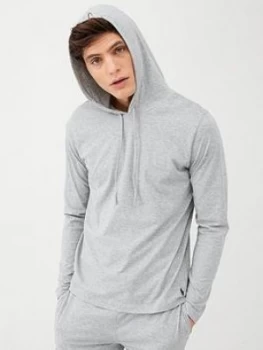 Image of Polo Ralph Lauren Hooded Lounge Top - Grey Melange, Grey, Size 2XL, Men