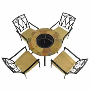 Image of Bayfield Firepit 89Cm Table With 4 Ascot Chairs Set