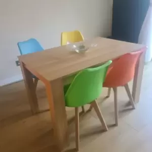 Image of Kosy Koala Wooden Oak Dining Table and 4 Colourful Chairs Set