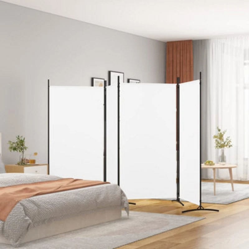 Image of Vidaxl 4-panel Room Divider White 346X180 Cm Fabric, White 350262