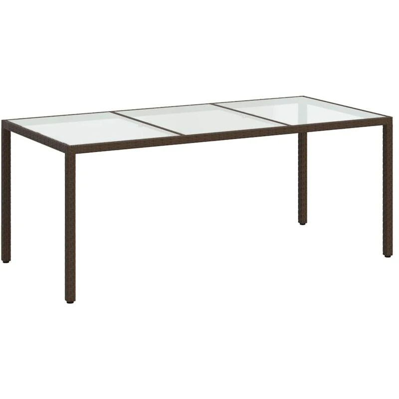 Image of VIDAXL Garden Table Brown 190x90x75cm Tempered Glass and Poly Rattan Vidaxl 8720286666470