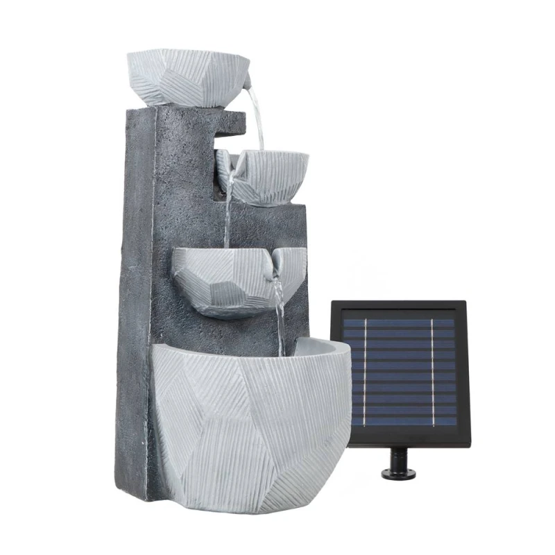Image of Gardenwize Solar Powered Garden Water Feature Decorative Outdoor Water Fountain in Charcoal Charcoal Unisex
