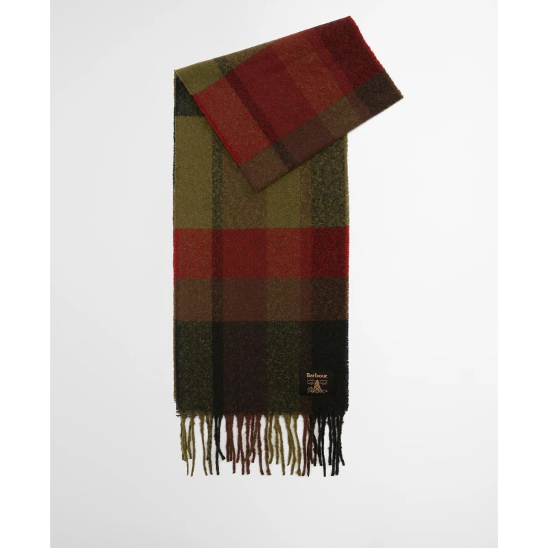 Image of Barbour Westerdale Scarf Olive/Brick unisex One Size