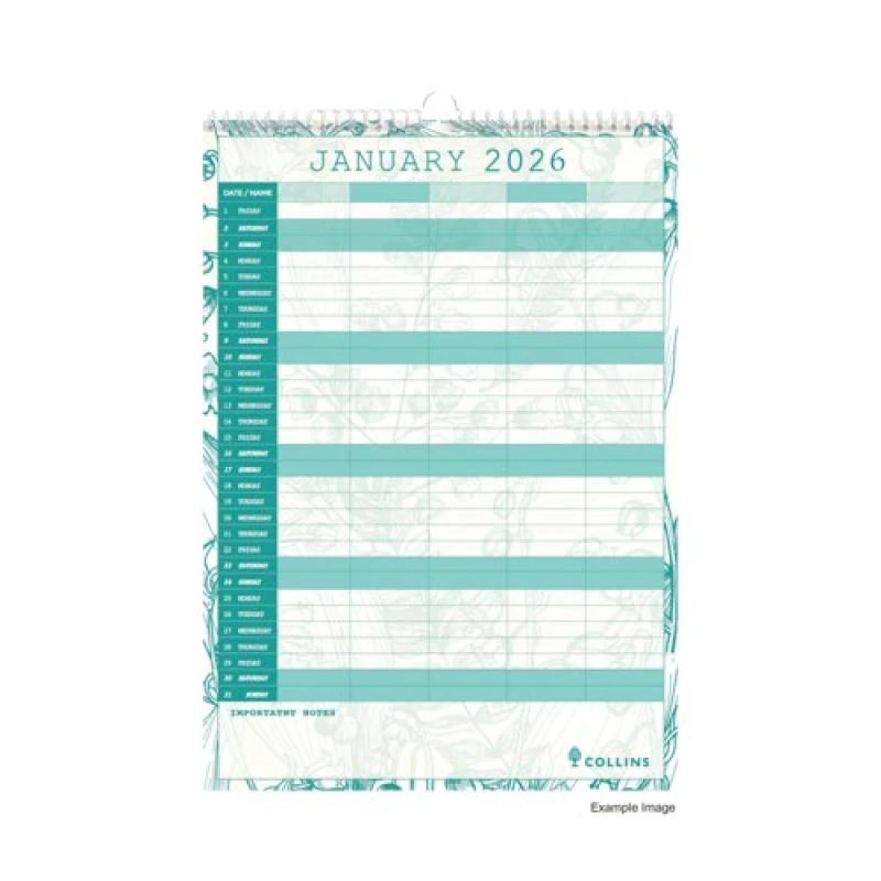 Image of Collins Tara 2026 Month To View A3 Wall Calendar TAFC135.26