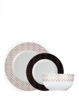 Image of Tower Geo Patterned 12 Piece Dinnerware Set