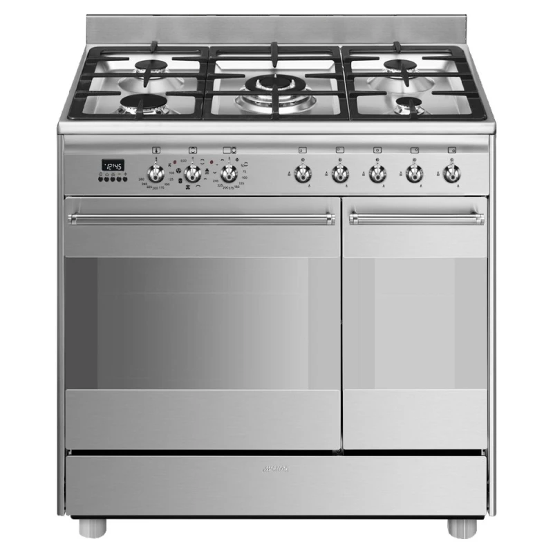 Image of Smeg SCB92MX8 90cm Concert Dual Fuel Twin Range Cooker - STAINLESS STEEL SCB92MX8
